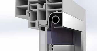 Cross-section model of a window profile with an integrated roller shade
