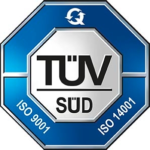 TÜV SÜD certification mark ISO 9001 and ISO 14001