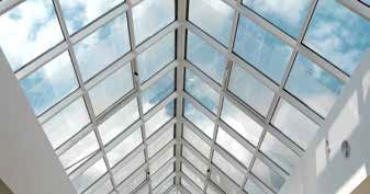 Glass skylight roof seen from below