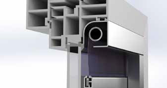 Cross-section model of a window profile with an integrated roller shade